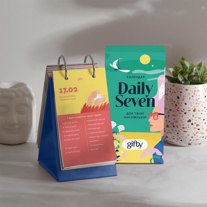 Календарь настольный Gifty Daily Seven опрокидной на кольцах/английские слова каждый день/без привязки к году (0398) - фото 2
