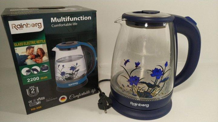 Електрочайник скляний Rainberg RB 998 LED 1.8 л (GR-04337)