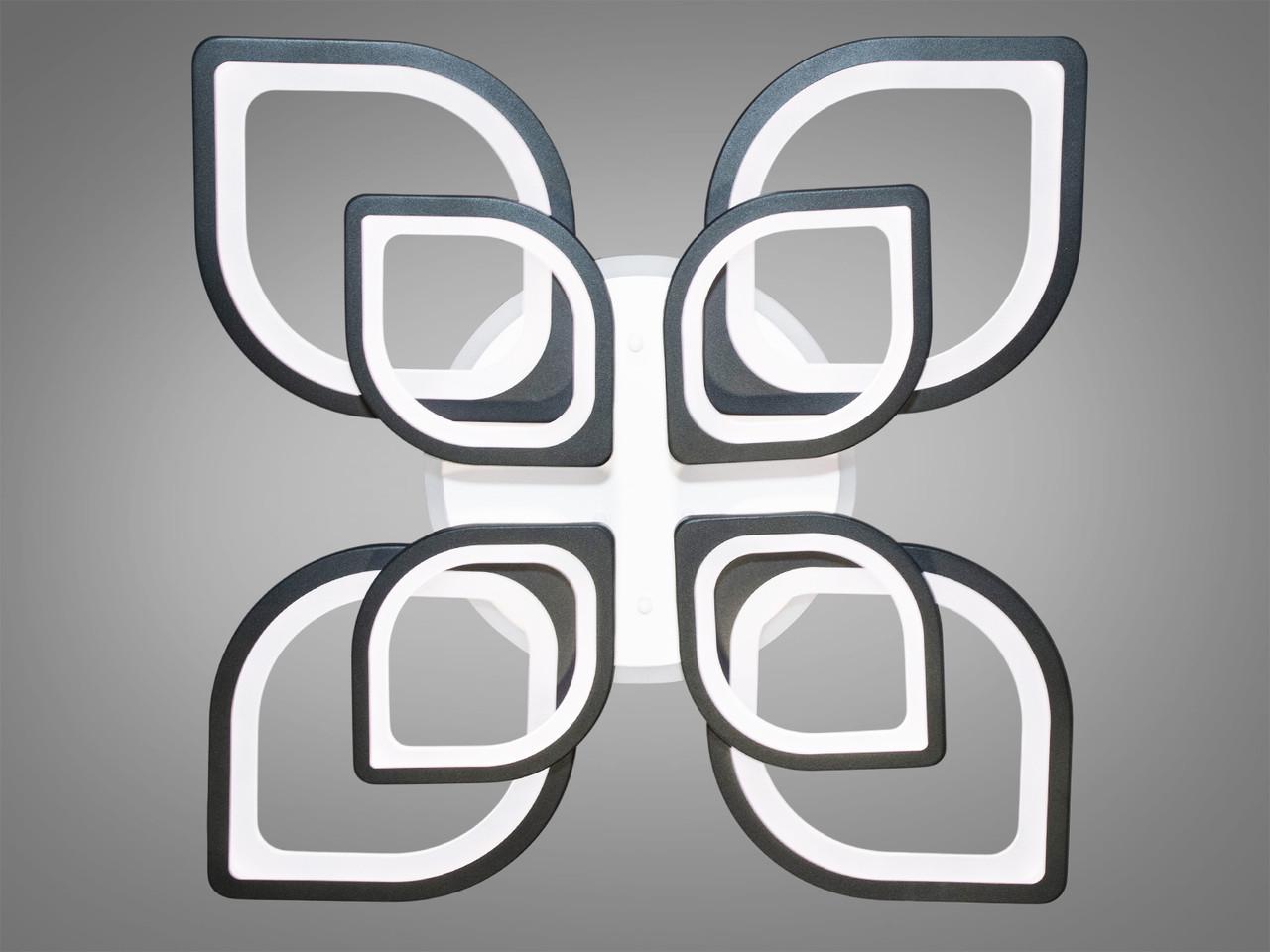 Люстра світлодіодна у вітальню 150W на 21 кв. м Чорний (8073-4+4BK-LS)