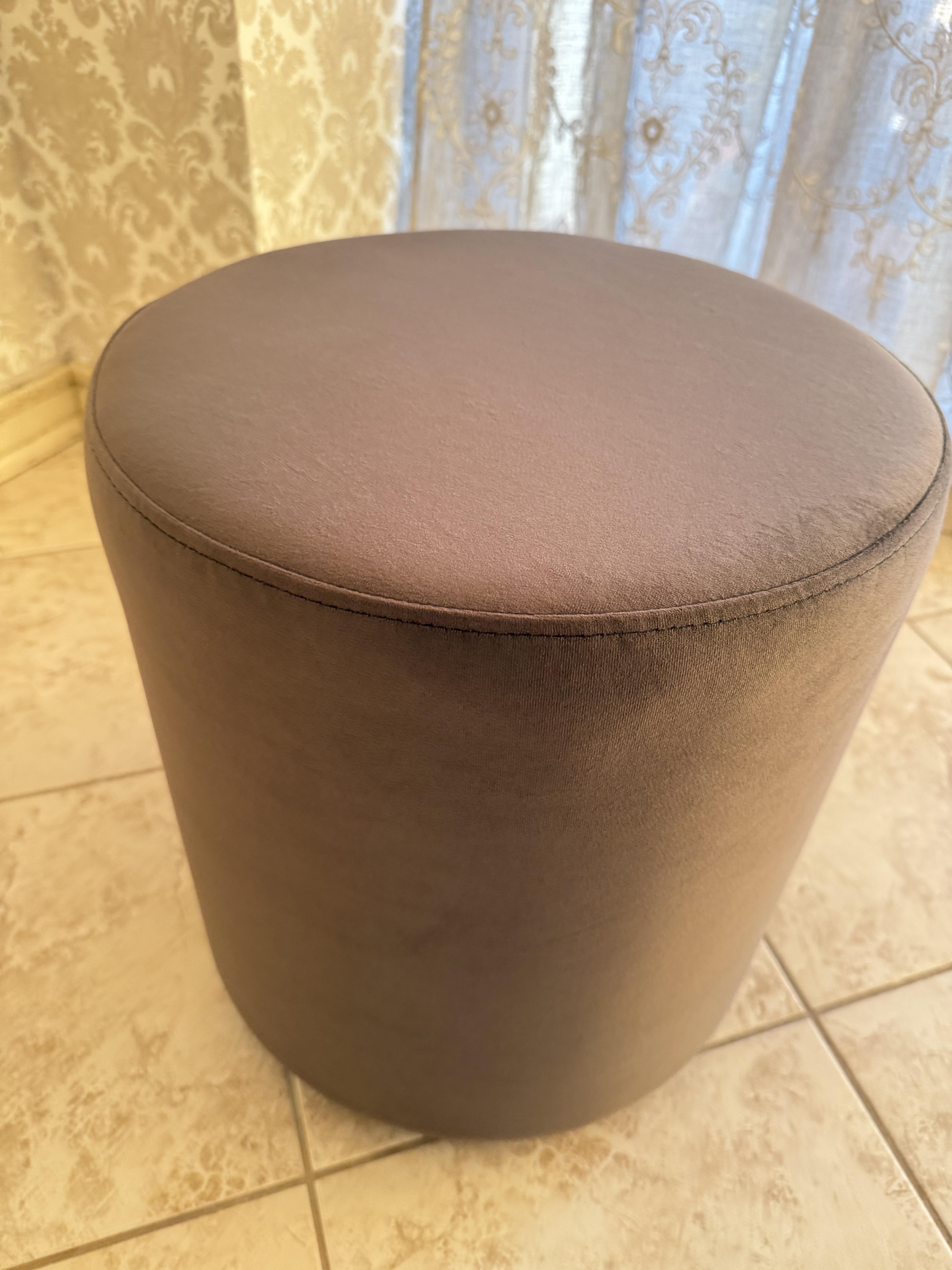 Пуф круглый велюровый 380х420 мм Шоколад коричневый (191919)