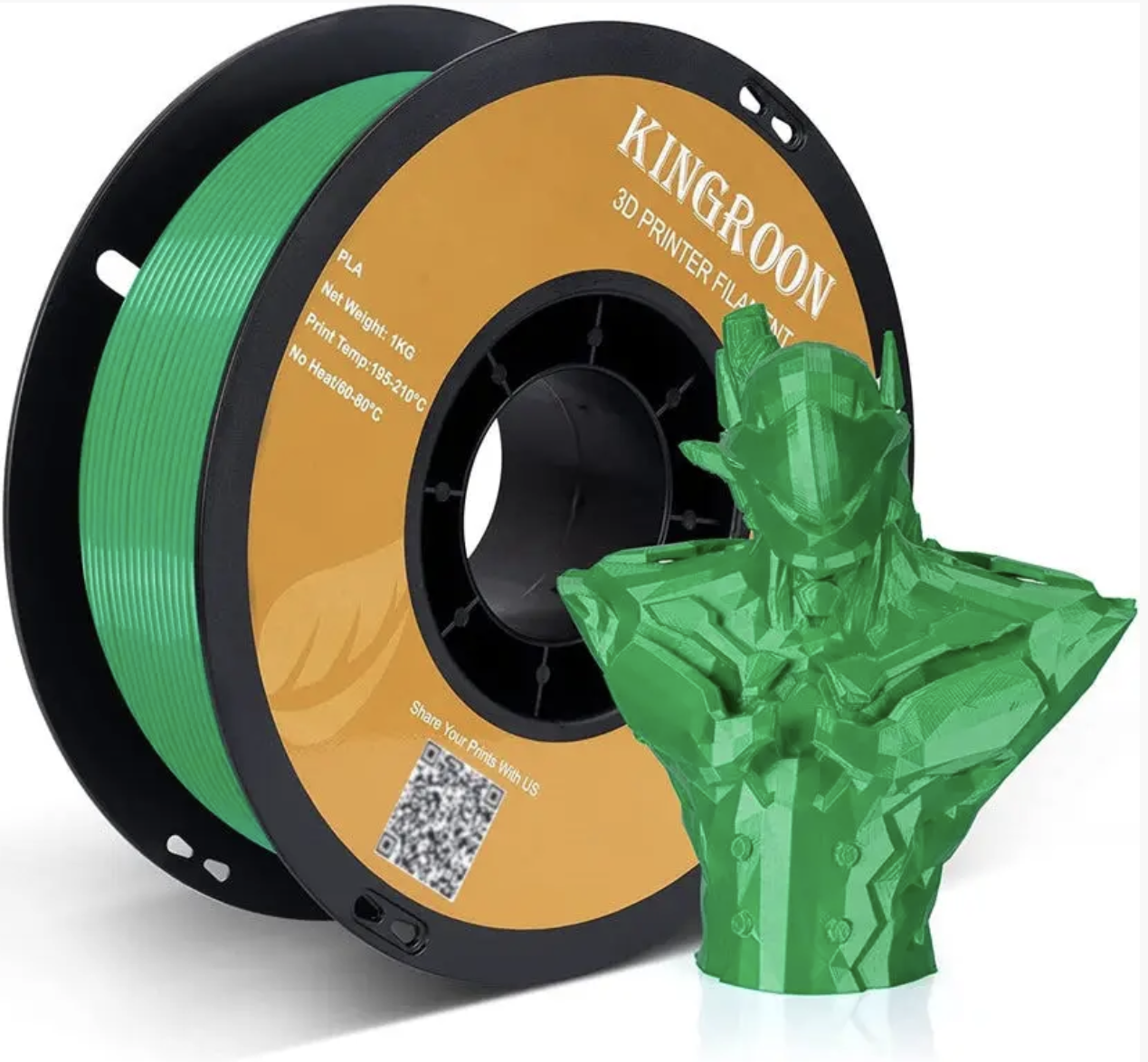Пластик для 3D-принтера KINGROON PLA 1,75 мм 1 кг Green (UA3D229-Green)