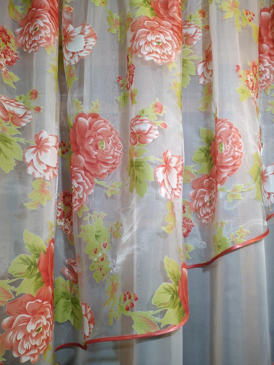 Тюль арка коротка готова Ніка ліва Білий/Півонія (1287755018) - фото 2 Тюль арка коротка готова Ніка ліва Білий/Півонія (1287755018) - фото 2