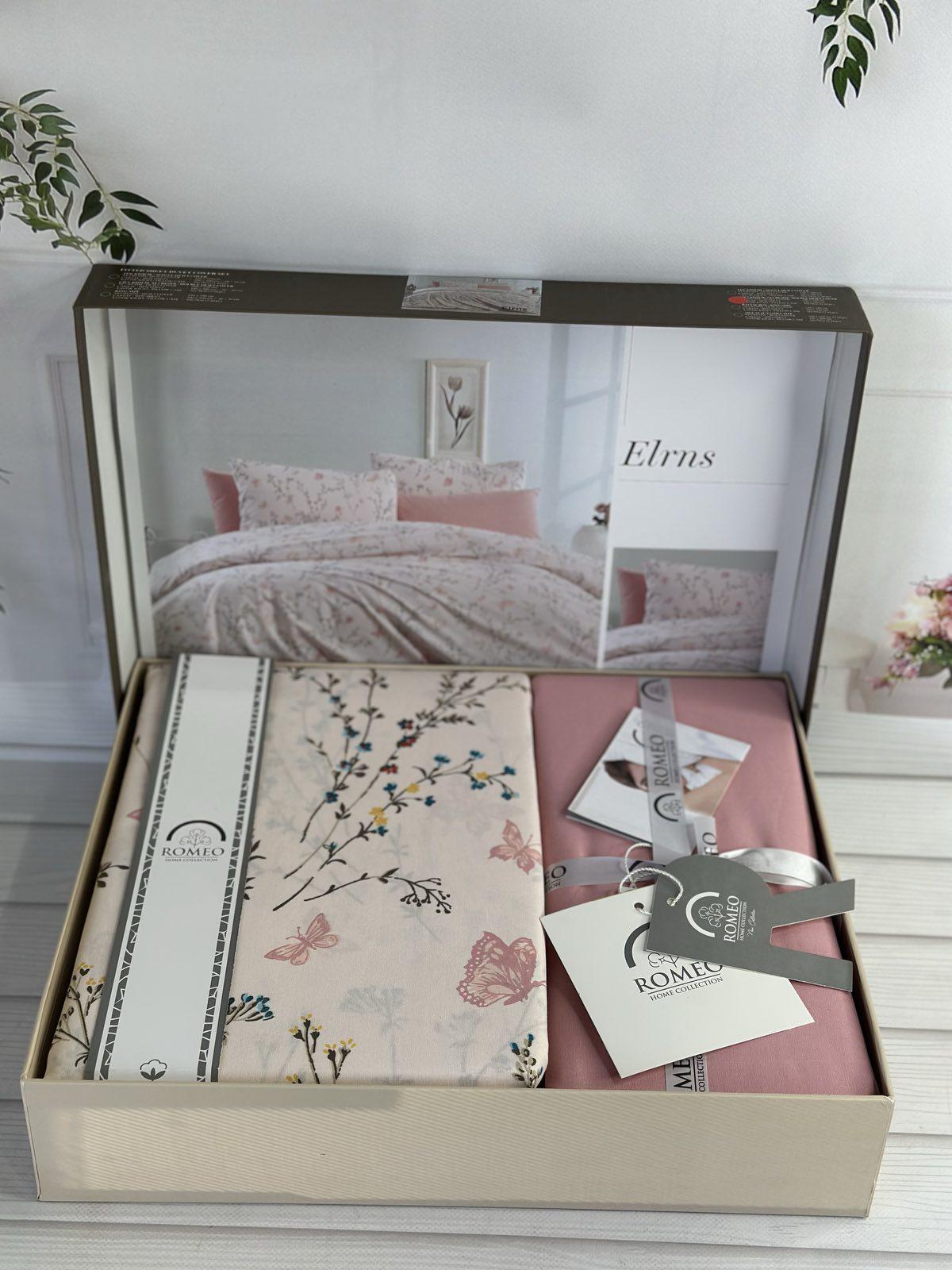 Комплект постільної білизни Elrns з квітами та метеликами поплін Євро Рожевий (Elrns1) - фото 2 Комплект постільної білизни Elrns з квітами та метеликами поплін Євро Рожевий (Elrns1) - фото 2