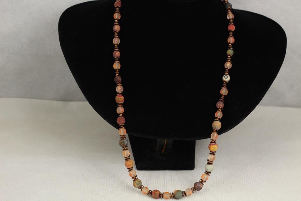 Бусы из яшмы пикассо 70 см 10 мм Медный (32616681)