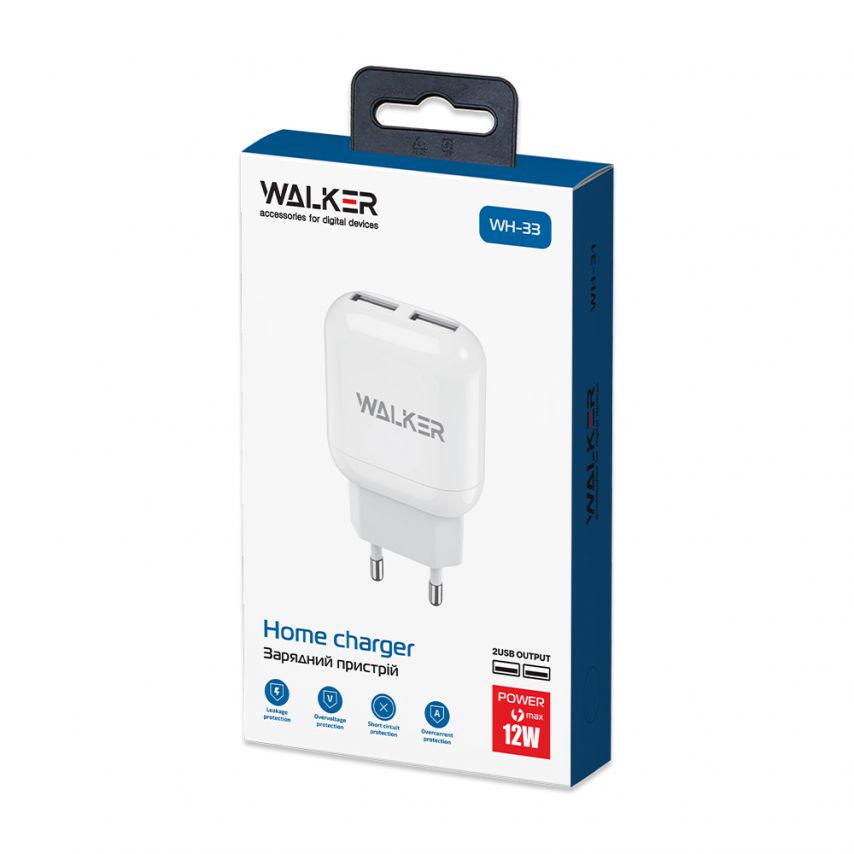Адаптер Walker 2USB/2,4A/Data Cable USB to Micro White (WH-33) - фото 2