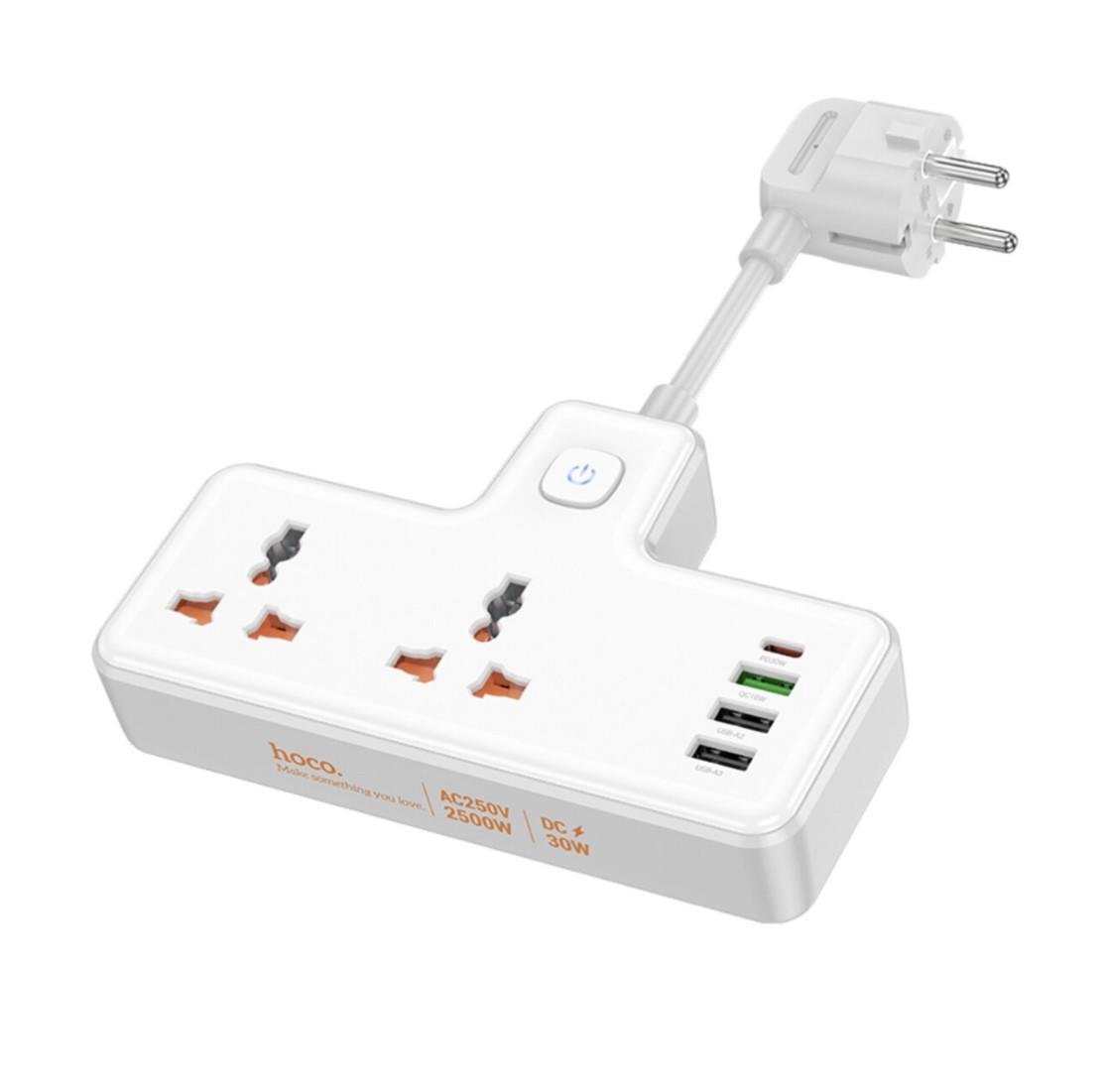 Мережевий подовжувач Hoco AC12A Reise 2-position Exspancion Socket PD30W/1C3A White - фото 6