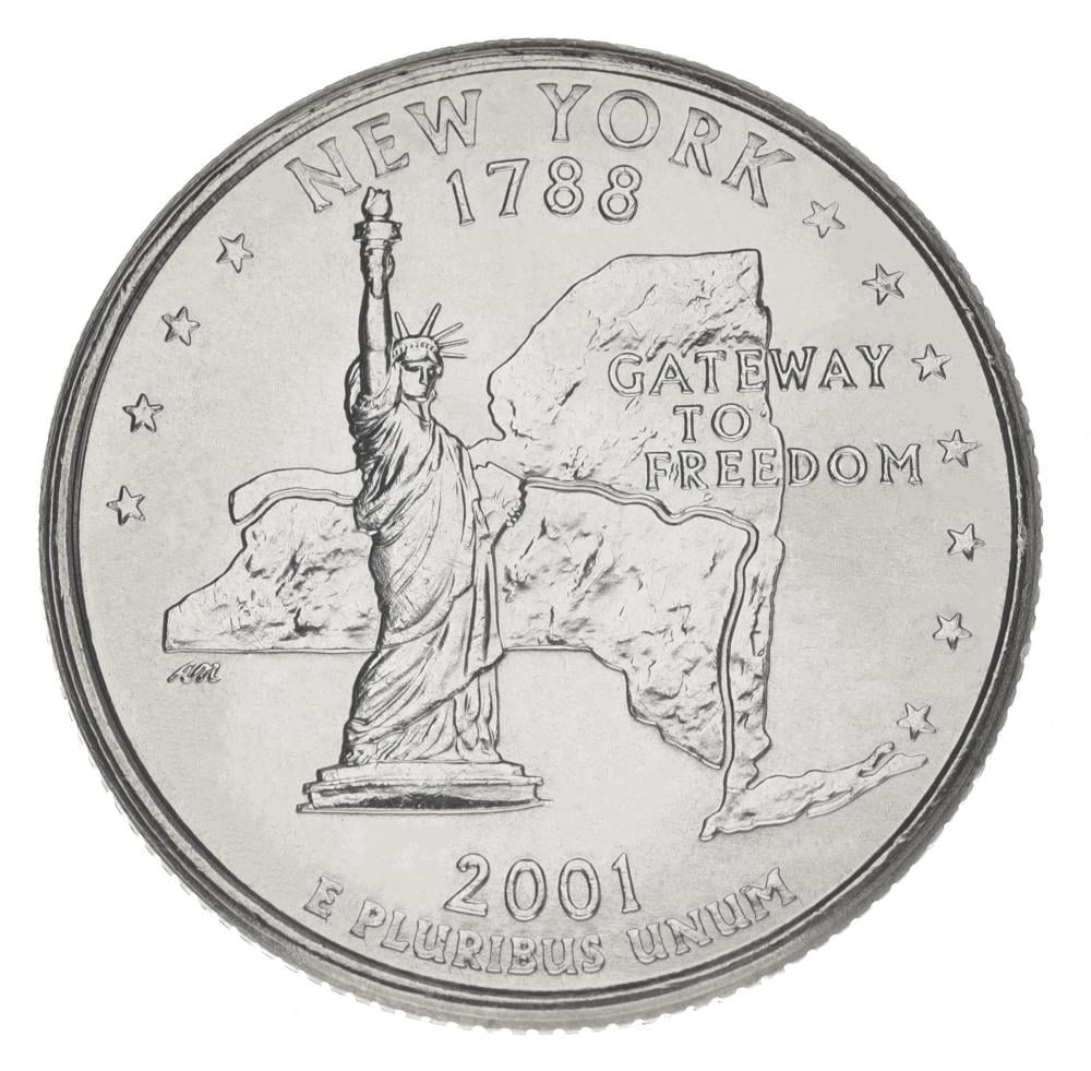 Коллекционная монета США 25 центов 2001 P Штаты и территории - Нью Йорк UNC (KM#318) Коллекционная монета США 25 центов 2001 P Штаты и территории - Нью Йорк UNC (KM#318)