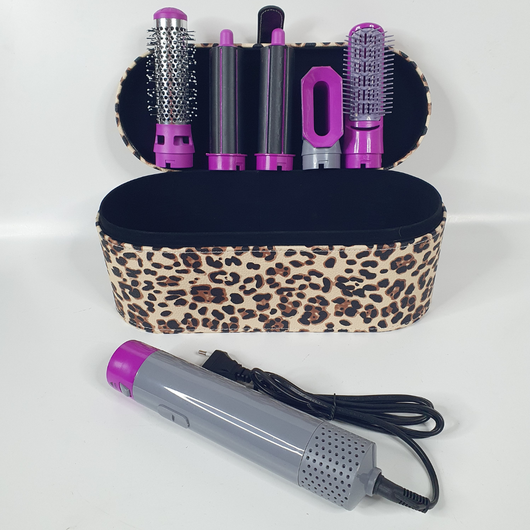 Стайлер для волос с насадками 5в1 с турбо режимом и ионизацией в кожаном кейсе (DC-51-Leopard) Стайлер для волос с насадками 5в1 с турбо режимом и ионизацией в кожаном кейсе (DC-51-Leopard)