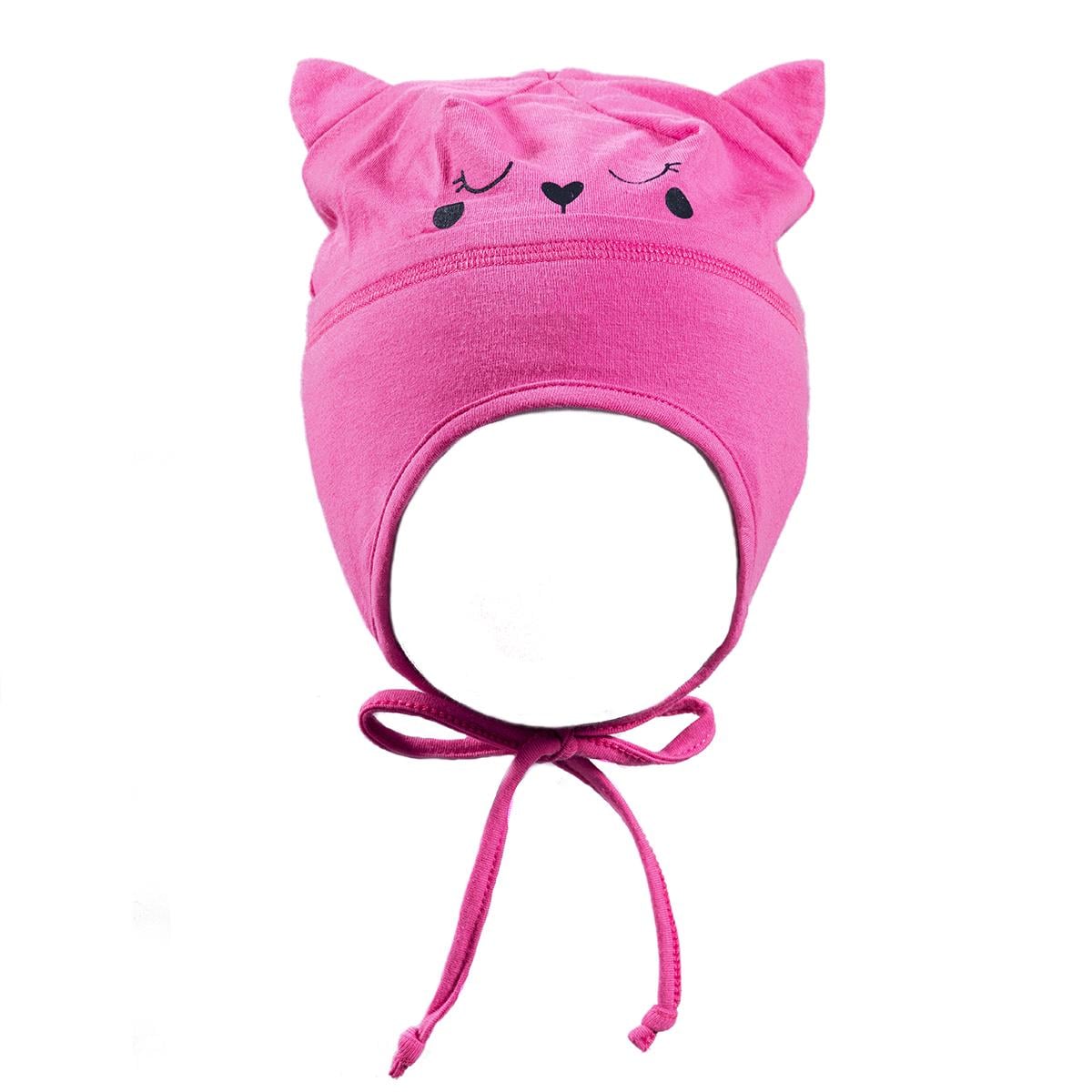 Шапка трикотажная с ушками для девочки Peluche&Tartine S18TU08 демисезонная 48-50 см Розовый (S18TU08-Flamingo-2/3)