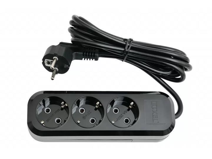 Удлинитель сетевой Luxel 3 гнезда с заземляющим контактом 3 м Черный (7533) - фото 3