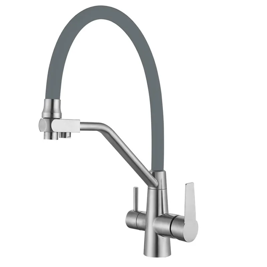 Смеситель кухонный с выходом для питьевой воды MIXXUS FUL-021 Grey (MI6020)