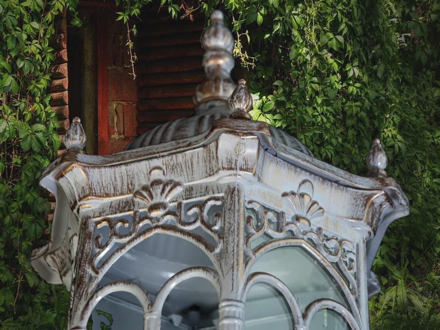 Садовый светильник в классическом стиле Белый/Патина (DJ018-M-W1 WH) - фото 4 Садовый светильник в классическом стиле Белый/Патина (DJ018-M-W1 WH) - фото 4