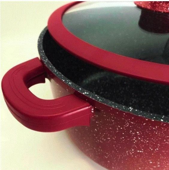 Набір каструль з кришками Higher Kitchen HK 325 із гранітним антипригарним покриттям 8 предметів 20/24/28 см Червоний (325АА) - фото 4 Набір каструль з кришками Higher Kitchen HK 325 із гранітним антипригарним покриттям 8 предметів 20/24/28 см Червоний (325АА) - фото 4