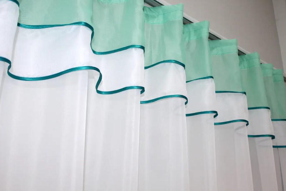 Фіранка на кухню шифон 270х170 см М'ятний/Білий (110к) - фото 2 Фіранка на кухню шифон 270х170 см М'ятний/Білий (110к) - фото 2