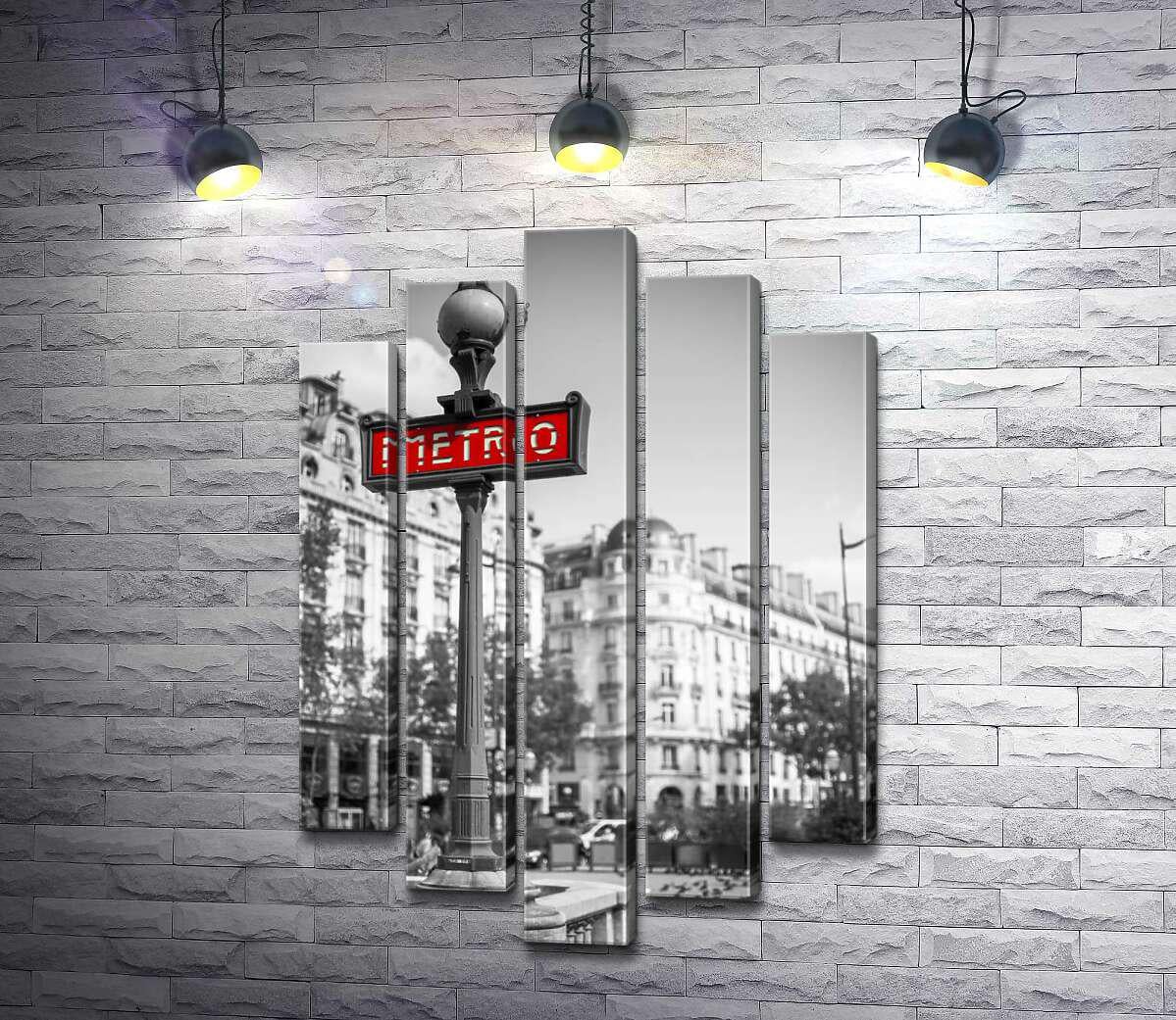 Модульная картина ArtPoster Изысканный красный значок парижского метро 100x150 см Модуль №26 (002996)