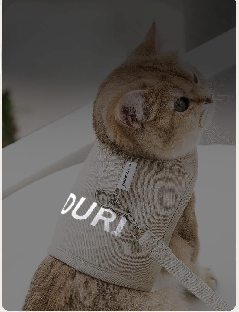 Шлея для котів і дрібних собак Duri на липучках з повідцем L Бежевий (2090554682) - фото 7