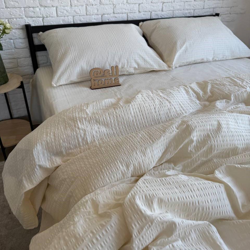 Комплект постельного белья Ell Home турецкая жатка евро наволочки 50x70 см/70x70 см Шампань (32538992)