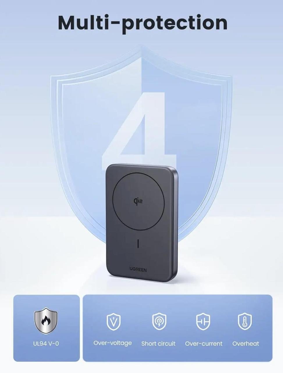 Повербанк UGREEN 10000 mAh MagSafe Magnetic Qi2 15W Wireless (2469575349) - фото 6 Повербанк UGREEN 10000 mAh MagSafe Magnetic Qi2 15W Wireless (2469575349) - фото 6