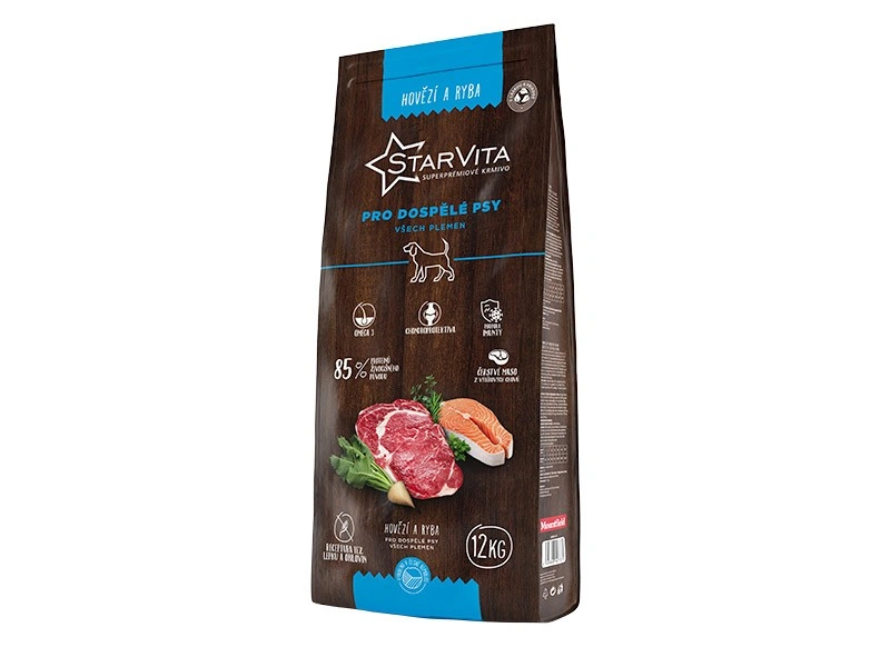 Корм сухой для взрослых собак всех пород StarVita говядина и рыба суперпремиум беззерновой 12 кг (3229952755)