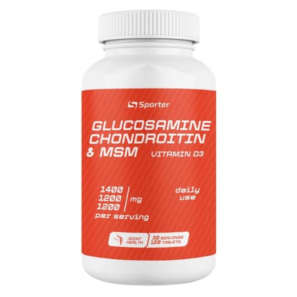 Хондропротектор для спорта Sporter Glucosamine & Chondroitin + MSM + D3 120 Tabs