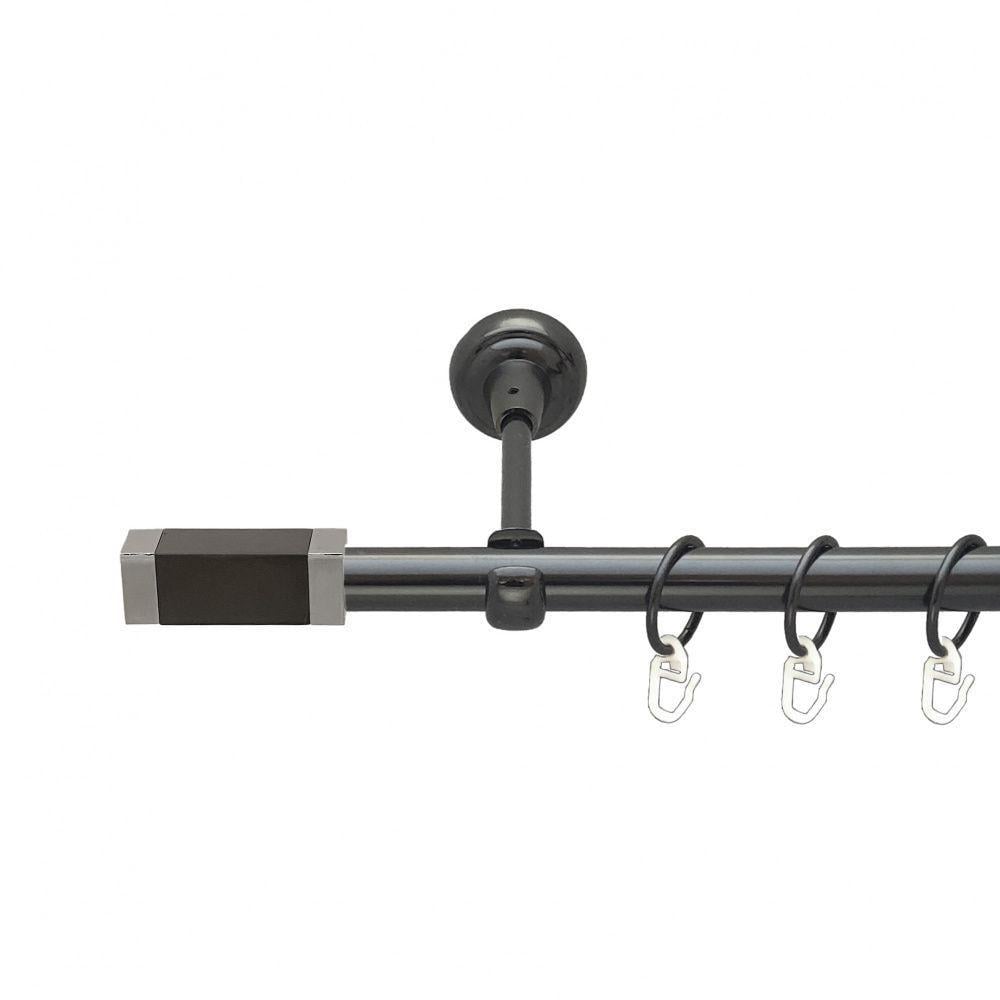 Карниз металлический Orvit Квадро V2 однорядный открытый/гладкая труба/кольцо металлическое Оникс 19 мм 240 см (00-00014803)