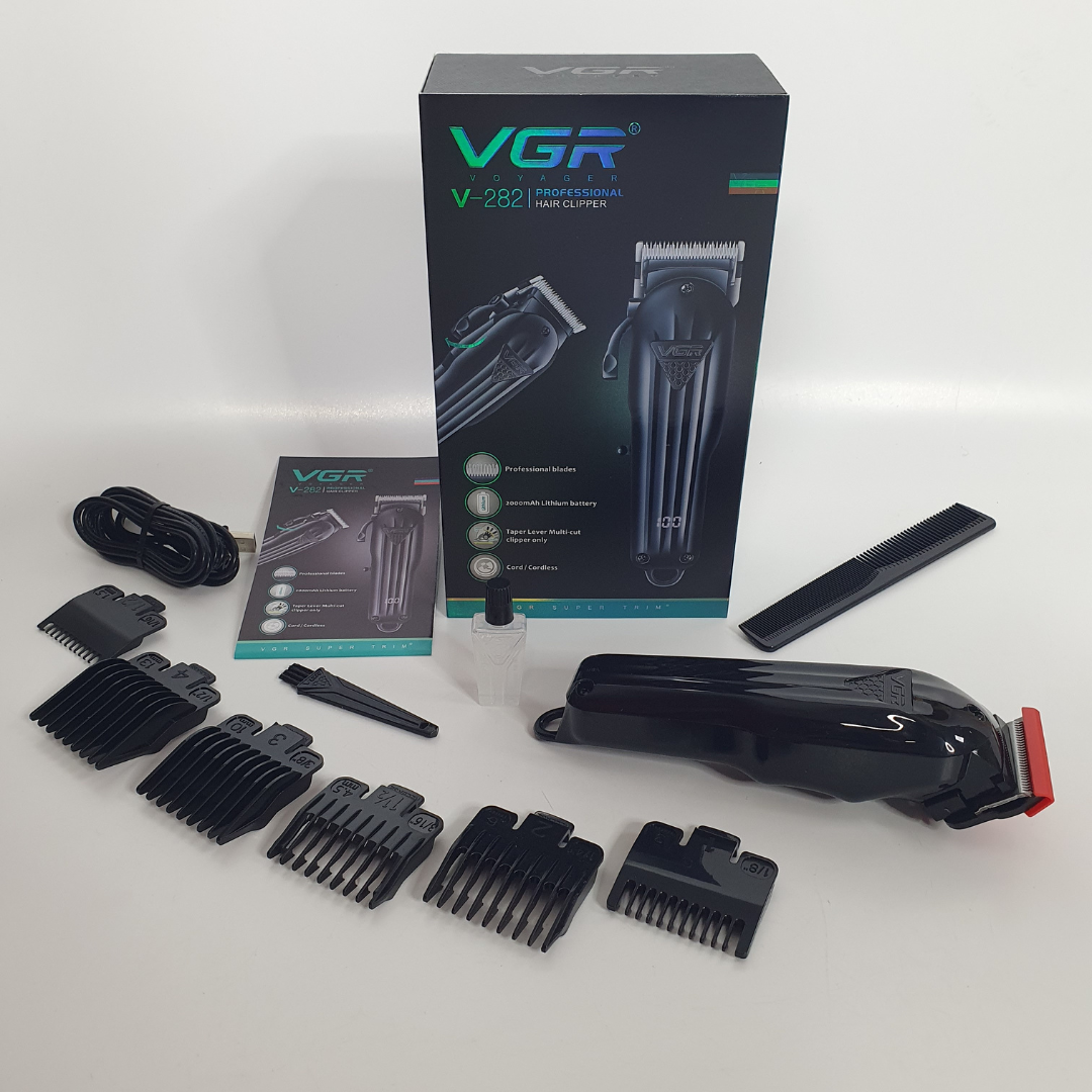 Машинка для стрижки VGR профессиональная аккумуляторная с дисплеем и 6 насадками (VGR-282)