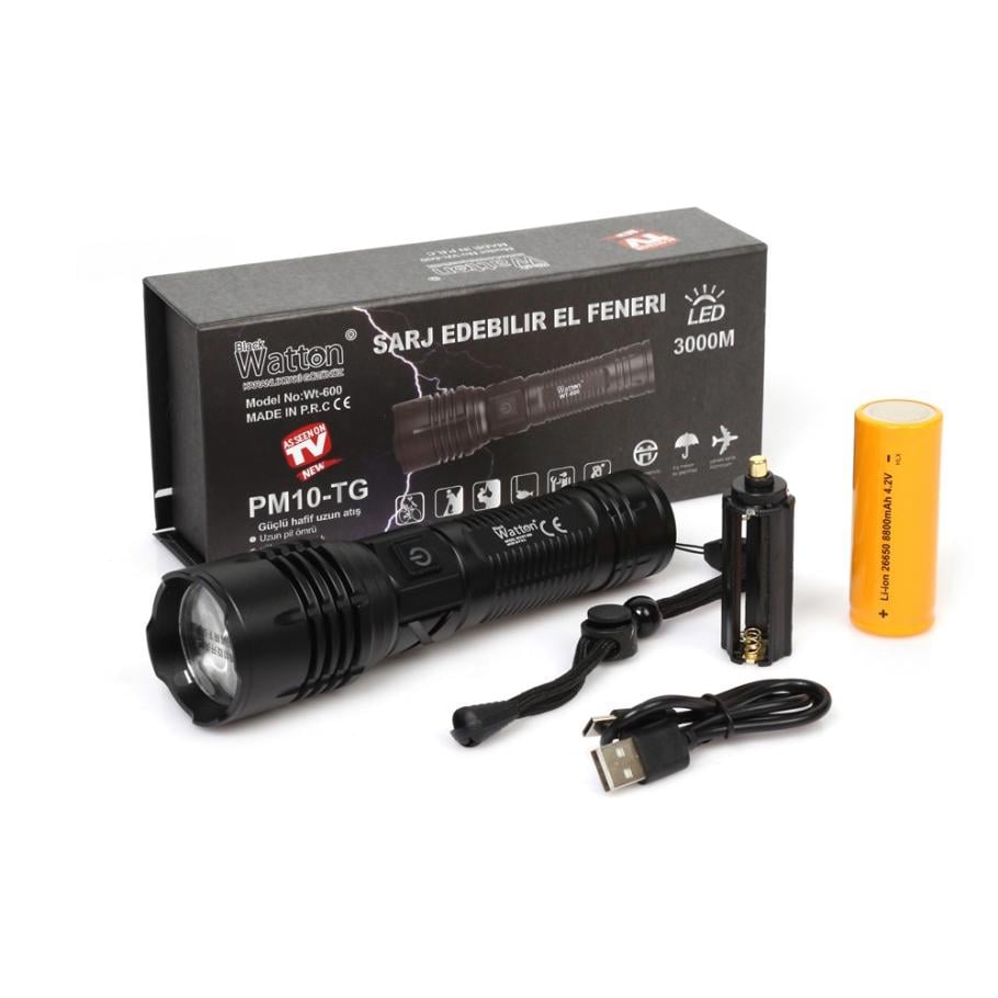 Ліхтар Led акумуляторний Watton WT-600 з USB зарядкою 3000 Лм - фото 8
