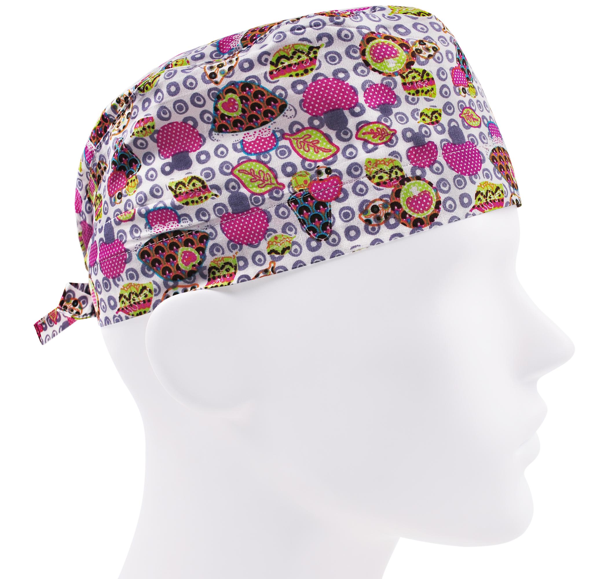 Шапочка медична чоловіча FloralScrubs Гриби на сірому універсальна (М015)