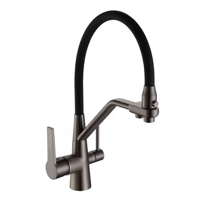 Змішувач для кухні на дві води Frap F4374-15 Сірий