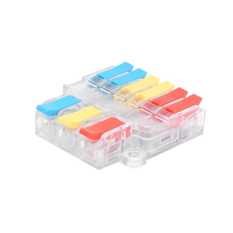 Клемма разветвляющая Tactix 0,08-6 мм2 35А 1-3+1-3+1-3 одинарная 40х37х10,6мм Разноцветный (CT636T)