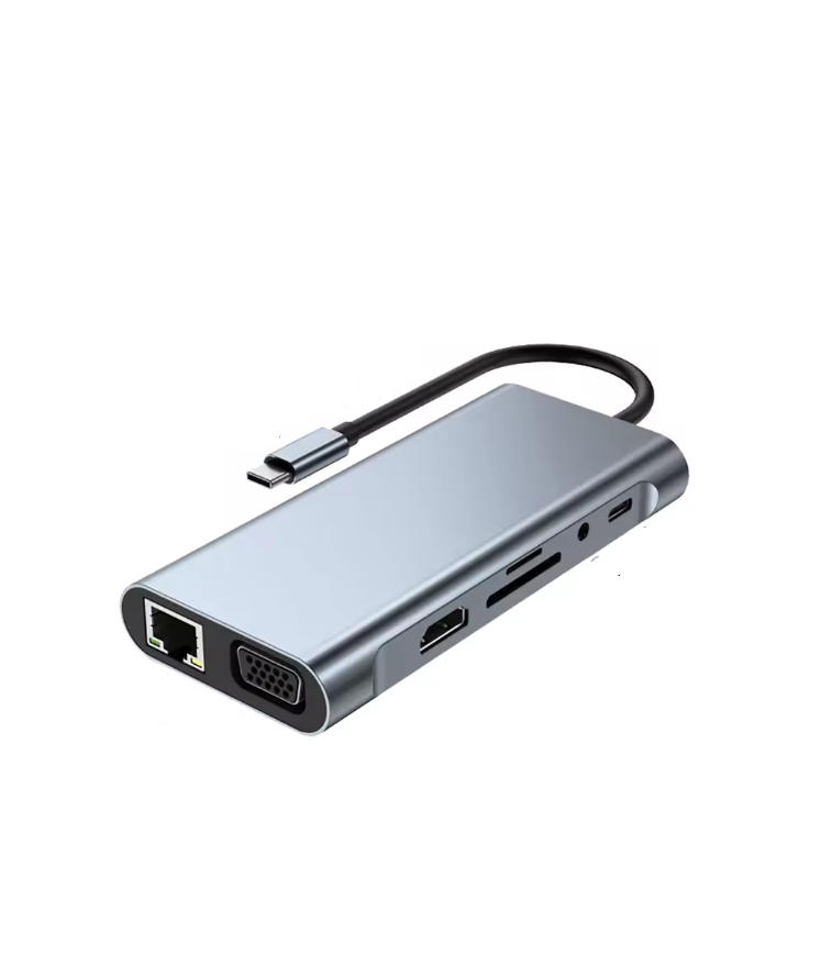 Кардидер мультифункциональный USB/Type-C хаб 11в1 HDMI и HDTV/PD/USB-C/SD/TF/RJ45