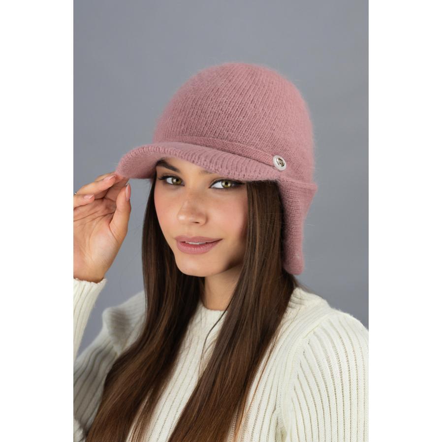 Шапка ушанка с козырьком женская из шерсти кролика Braxton 7235 Темная пудра Шапка ушанка с козырьком женская из шерсти кролика Braxton 7235 Темная пудра