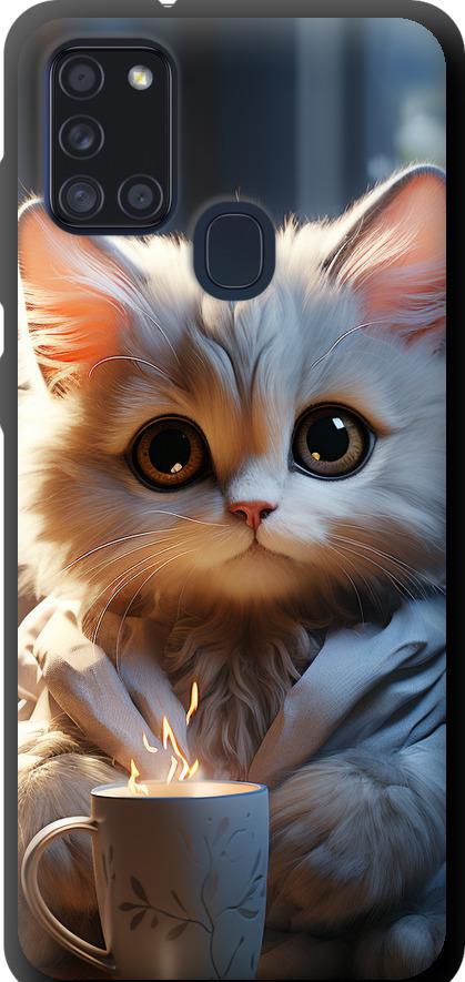 Чехол на Samsung Galaxy A21s A217F White cat (5646b-1943-42517)