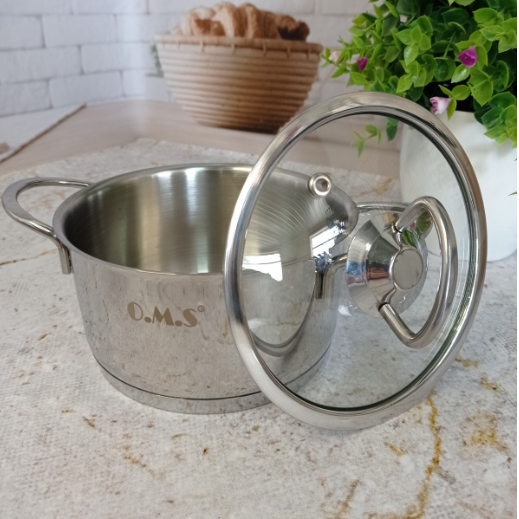 Каструля OMS з нержавіючої сталі з кришкою для газу і індукцїї 0,9 л (2008-0.9) - фото 6 Каструля OMS з нержавіючої сталі з кришкою для газу і індукцїї 0,9 л (2008-0.9) - фото 6