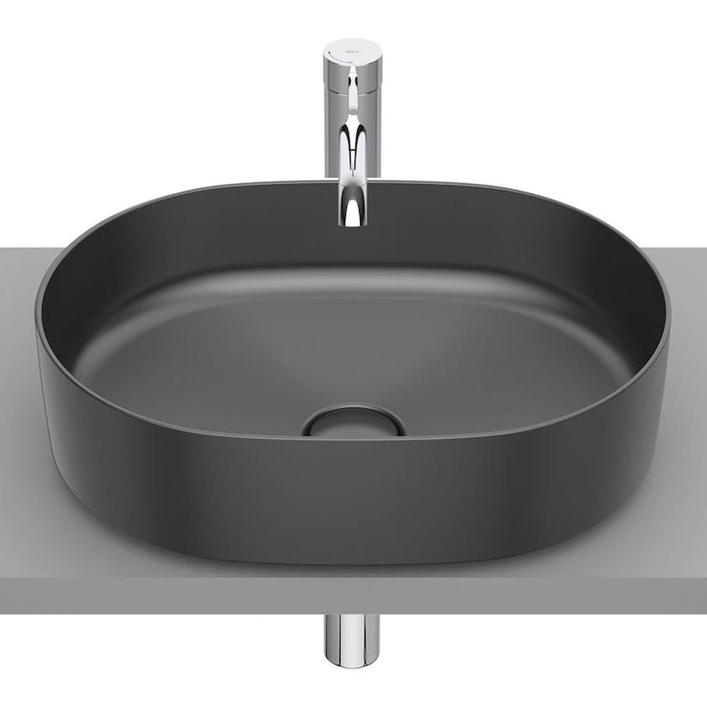 ROCA INSPIRA ROUND умывальник 50*37*14cм, накладной, без отв. под смеситель, без перелива, цвет оникс (A327520640)