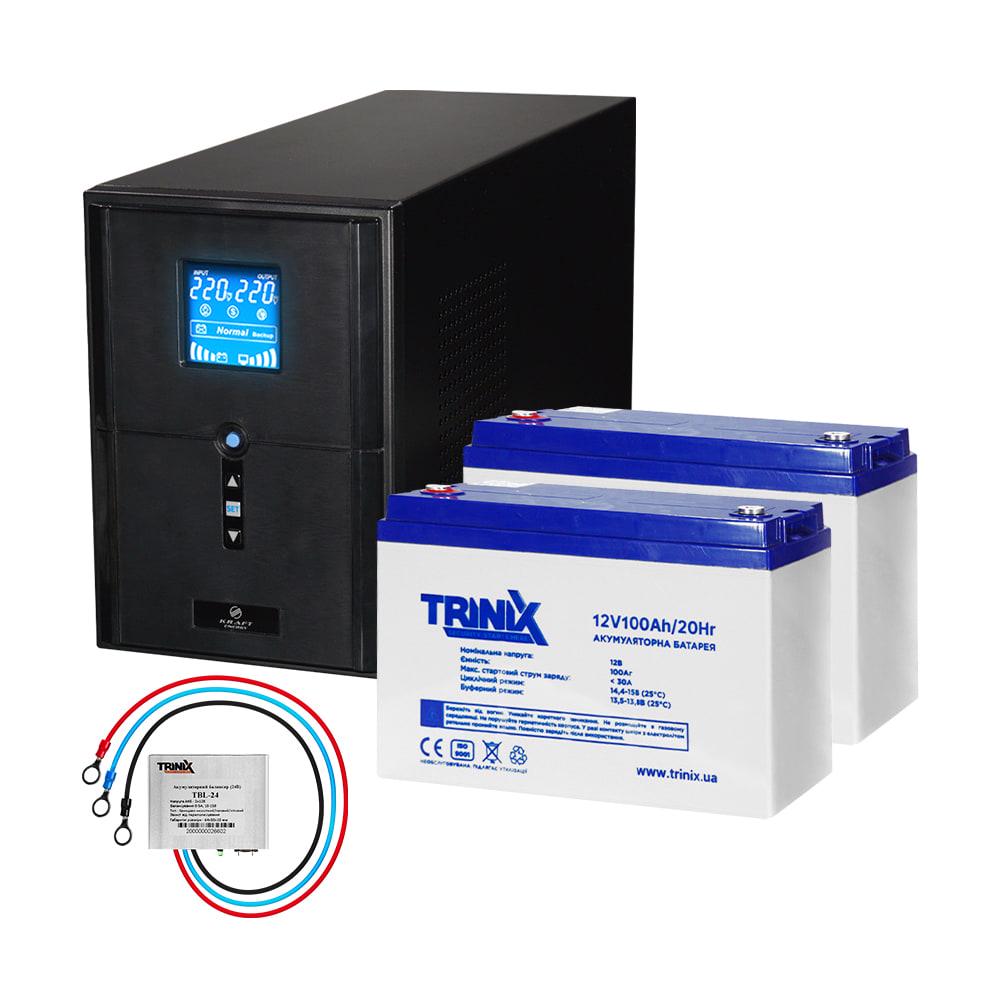 Комплект резервного живлення Kraft UPS PSW-2000VA LCD 1600W 24V та батарея 2540 Wh (42-00063-1) - фото 10 Комплект резервного живлення Kraft UPS PSW-2000VA LCD 1600W 24V та батарея 2540 Wh (42-00063-1) - фото 10