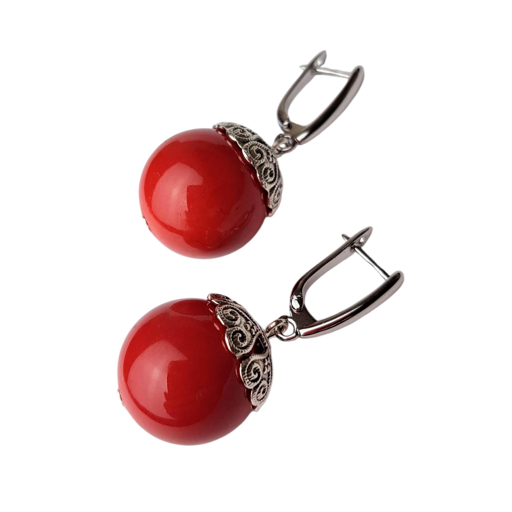 Сережки DARSANA Зимова вишня з натурального каменю корал (DRSU501989)