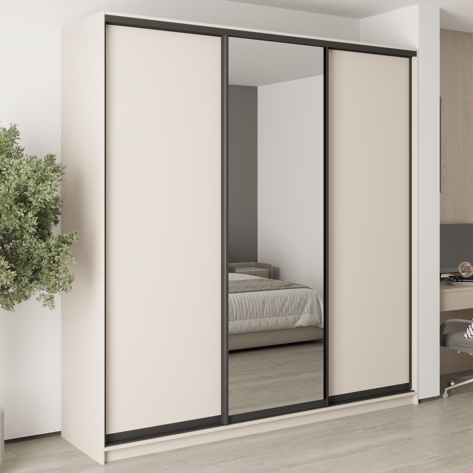 Шкаф-купе трехдверный MebelStar Стандарт BG 2 ДСП/зеркало 230x45x240 см Кашемир (MBS-8693)