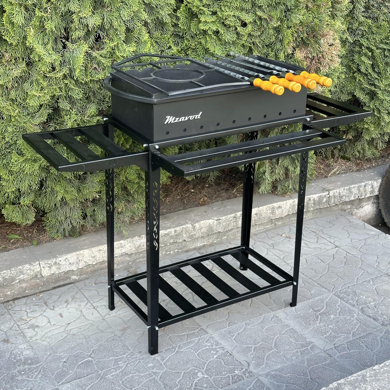 Мангал Metalzavod Прометей на 9 шампурів 4 мм на дровниці 79х36,7х94,5 см (MD9-4R) - фото 5 Мангал Metalzavod Прометей на 9 шампурів 4 мм на дровниці 79х36,7х94,5 см (MD9-4R) - фото 5