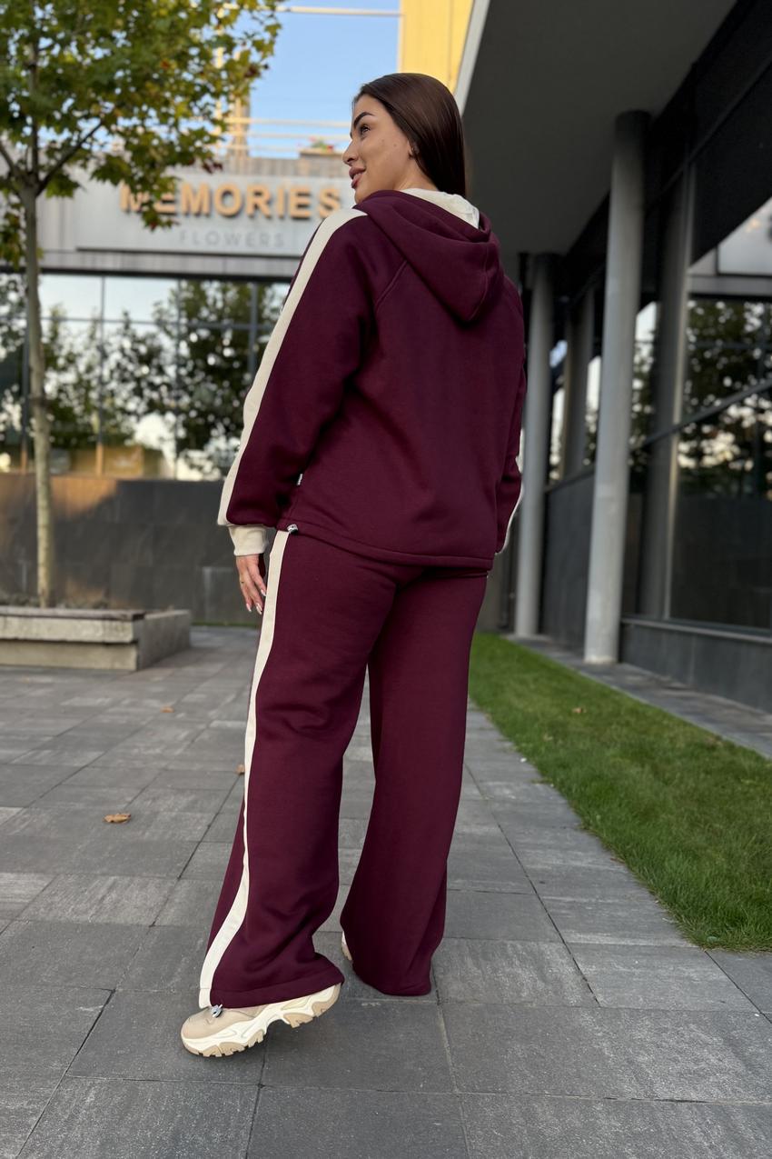 Костюм М207.4 на замке с капюшоном с начесом M Вишневый (1017-1-61) - фото 2 Костюм М207.4 на замке с капюшоном с начесом M Вишневый (1017-1-61) - фото 2