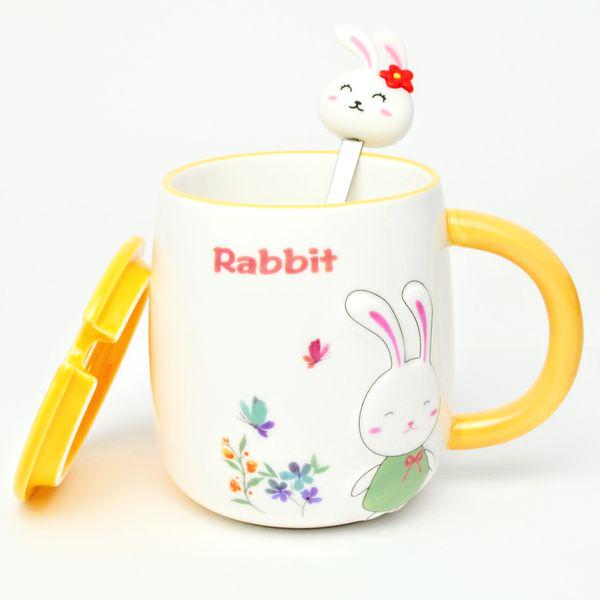 Кружка с крышкой Bonadi Rabbit фарфоровая с ложкой 430 мл (927-223) - фото 4