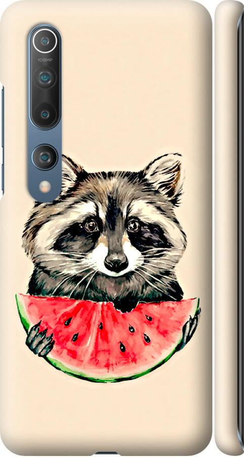 Чехол на Xiaomi Mi 10 Енотик с арбузом (4605m-1860-42517)