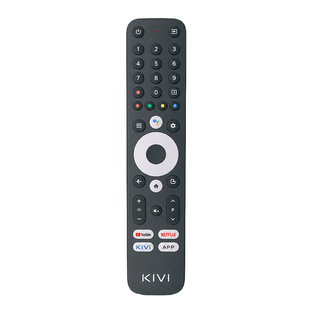 Пульт інфрачервоний Kivi RC-10 для Android TV з голосовим пошуком Bluetooth 2xААА Black (504Q326B127)