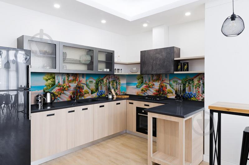 Скинали на кухню Zatarga «Домик у моря» 600х2500 мм виниловая 3Д наклейка кухонный фартук самоклеящаяся Z180844