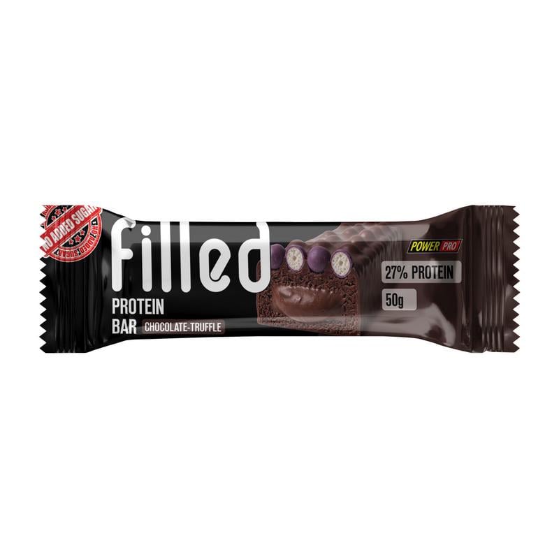 Протеиновый батончик 27% белка с начинкой без добавленного сахара Power Pro Filled Bar 50 г Шоколадний трюфель