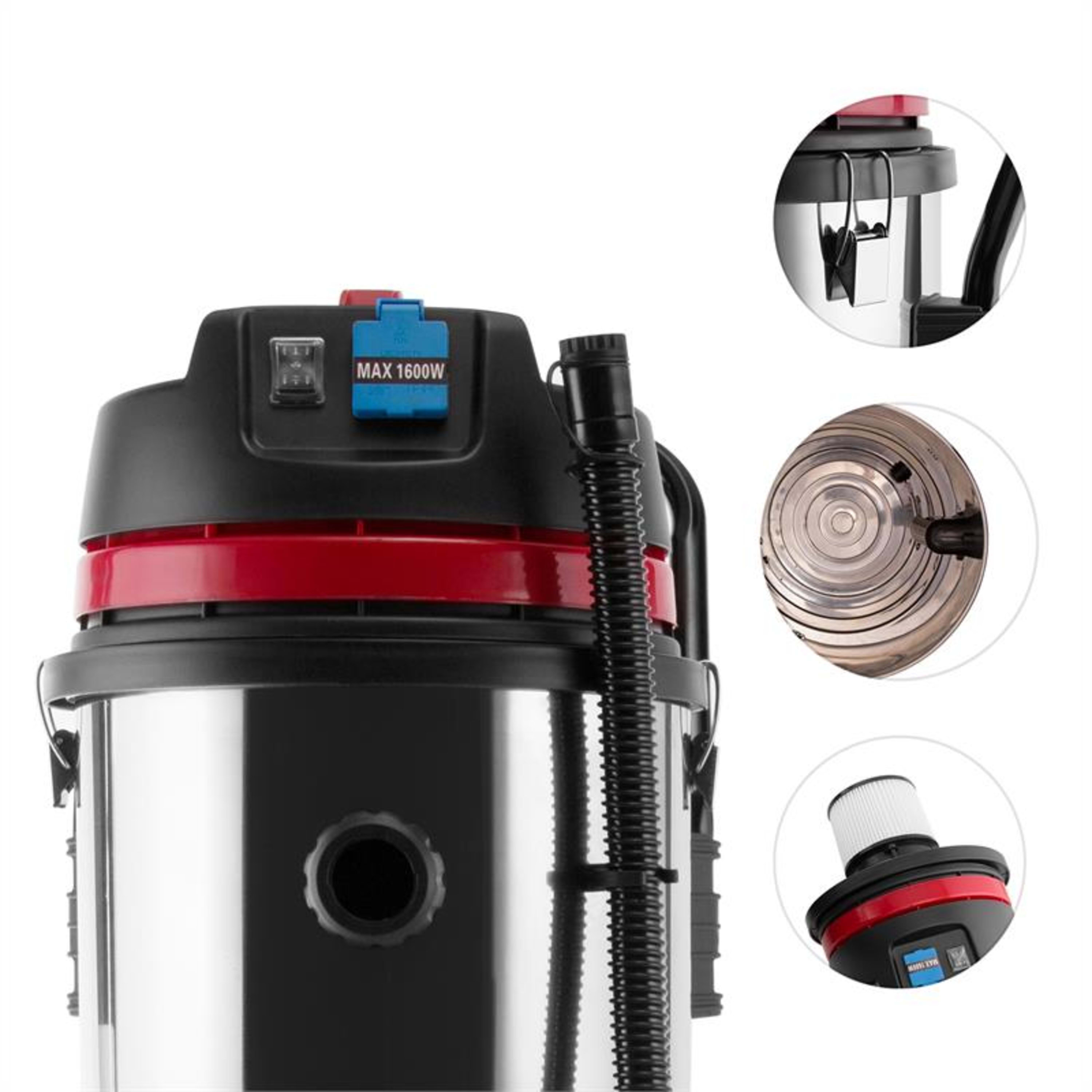 Пилосос промисловий KLARSTEIN Clean Room Prima для вологого та сухого прибирання 3600 Вт 60 л (10029117) - фото 5