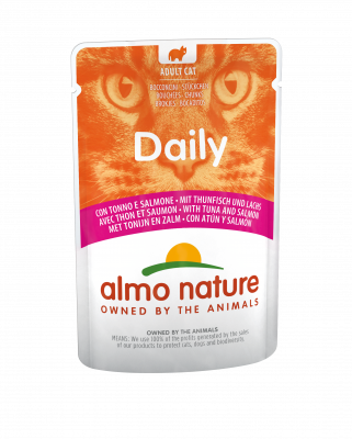 Влажный корм Almo Nature с тунцем и лососем для кошек кусочки в желе 70 гр.