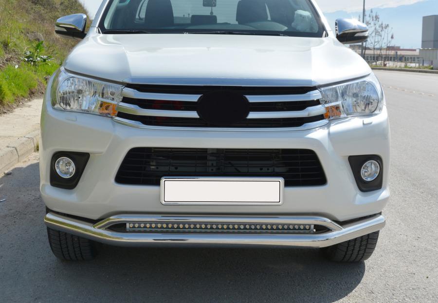 Передний ус двойной Vegas d70/42 мм CAN для Toyota Hilux 2015- гг. нержавеющая сталь Хром Передний ус двойной Vegas d70/42 мм CAN для Toyota Hilux 2015- гг. нержавеющая сталь Хром