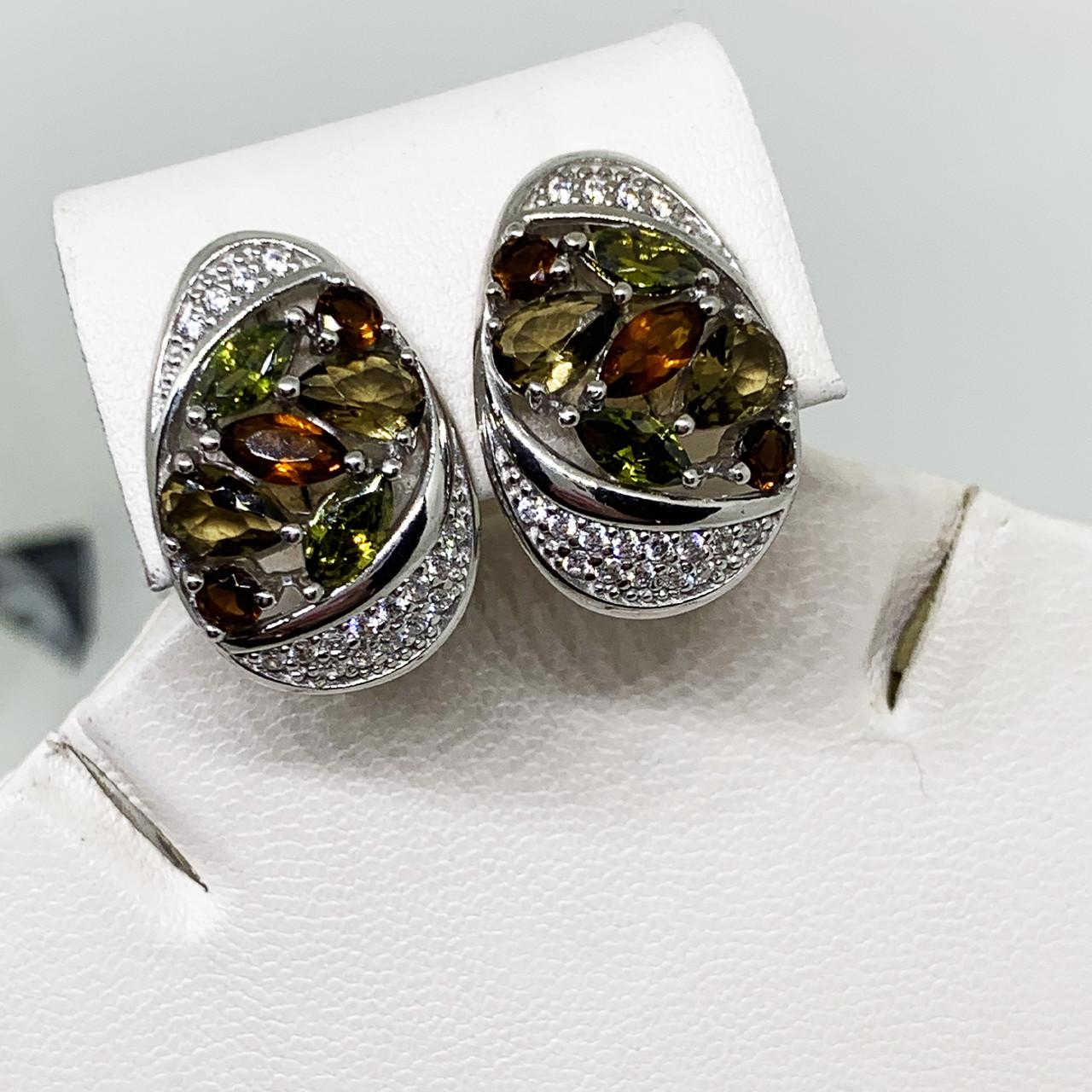 Серьги серебряные с фианитом Круазет 6,58 г (1617474574)