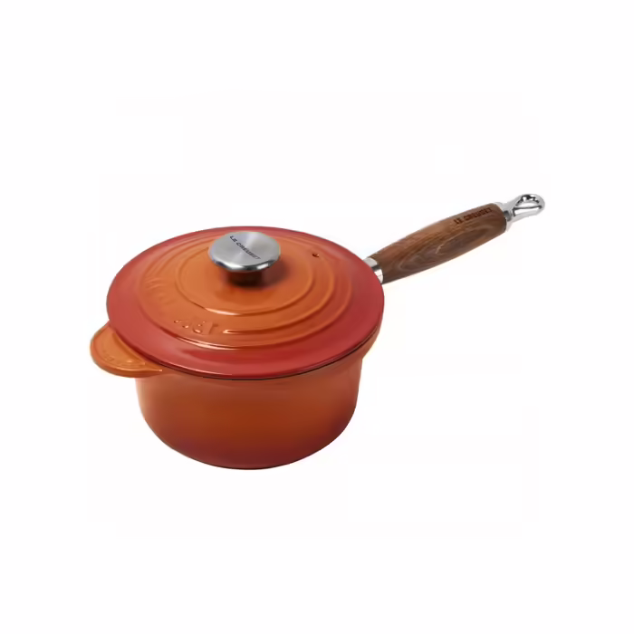 Ківш з кришкою Le Creuset 18 см і деревяною ручкою Помаранчевий Ківш з кришкою Le Creuset 18 см і деревяною ручкою Помаранчевий